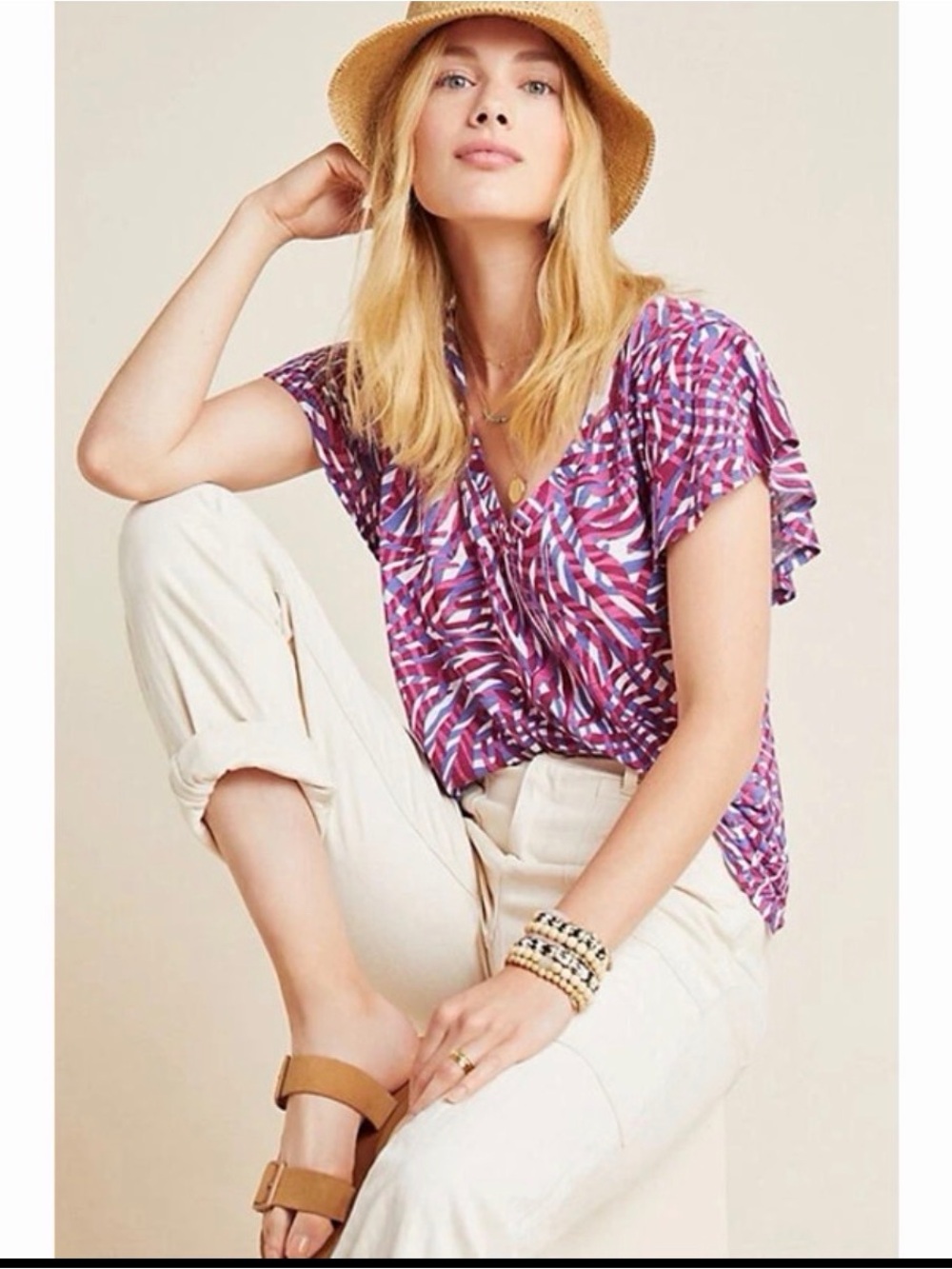 New Anthropologie T.La Wayfaring Tee Purple Zebra Size Xl.